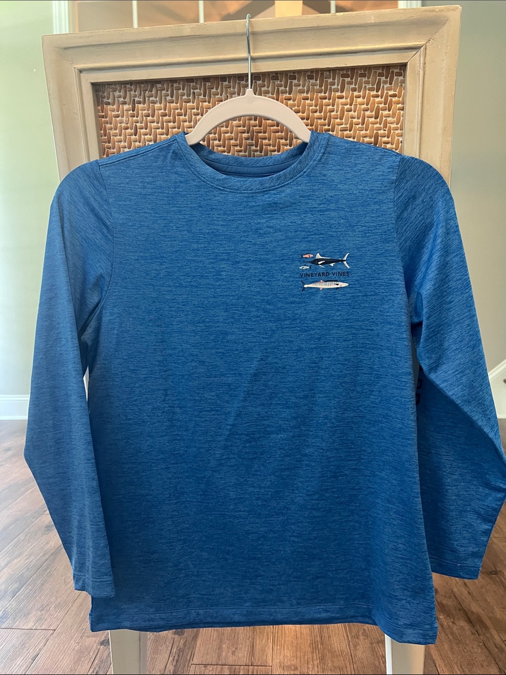 Vineyard Vines Blue Long Sleeve Shirt with Fish Logo